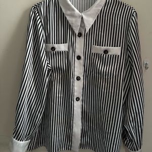 Womenstyl Nouvelle Couture Stripe Silk Shirt Women’s Size 46 Made In France
